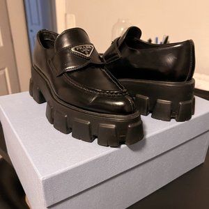 Prada Monolith Lug Sole Loafer (Women), Size 6.5